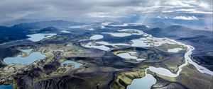 Preview wallpaper landscape, plain, lakes, nature, clouds