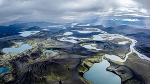 Preview wallpaper landscape, plain, lakes, nature, clouds