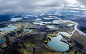 Preview wallpaper landscape, plain, lakes, nature, clouds