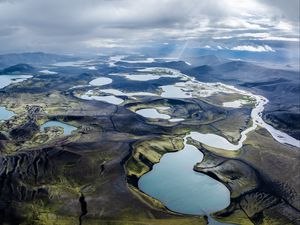 Preview wallpaper landscape, plain, lakes, nature, clouds