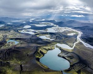 Preview wallpaper landscape, plain, lakes, nature, clouds