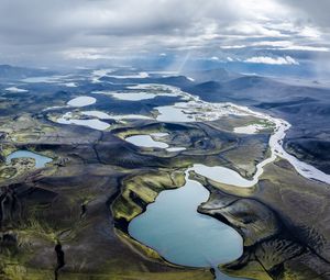 Preview wallpaper landscape, plain, lakes, nature, clouds