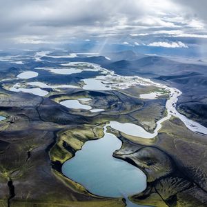 Preview wallpaper landscape, plain, lakes, nature, clouds