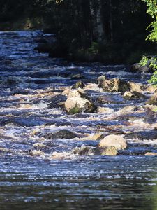 Preview wallpaper landscape, river, flow, rocks, trees, nature