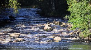 Preview wallpaper landscape, river, flow, rocks, trees, nature