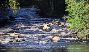 Preview wallpaper landscape, river, flow, rocks, trees, nature