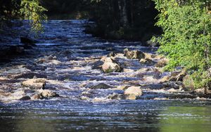 Preview wallpaper landscape, river, flow, rocks, trees, nature