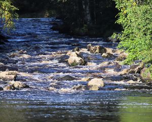 Preview wallpaper landscape, river, flow, rocks, trees, nature