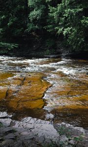Preview wallpaper landscape, river, stones, nature, trees