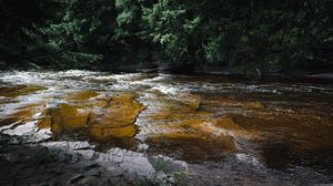 Preview wallpaper landscape, river, stones, nature, trees