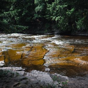 Preview wallpaper landscape, river, stones, nature, trees