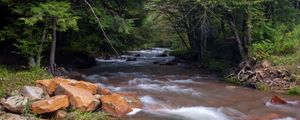 Preview wallpaper landscape, river, stones, trees, nature