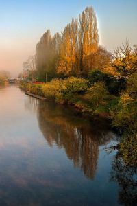 Preview wallpaper landscape, river, trees, reflections, nature, autumn