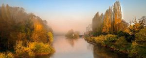 Preview wallpaper landscape, river, trees, reflections, nature, autumn