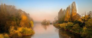 Preview wallpaper landscape, river, trees, reflections, nature, autumn