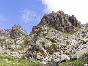 Preview wallpaper landscape, rock, relief, water, grass, nature