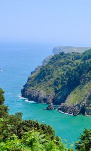 Preview wallpaper landscape, rocks, sea, ocean, trees