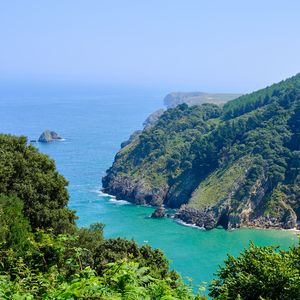 Preview wallpaper landscape, rocks, sea, ocean, trees