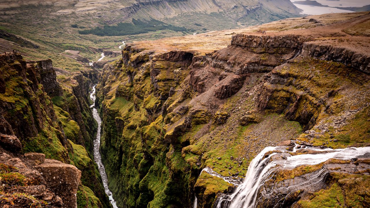 Wallpaper landscape, rocks, waterfall, gorge