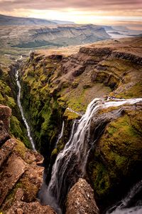 Preview wallpaper landscape, rocks, waterfall, gorge