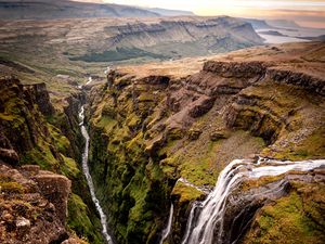 Preview wallpaper landscape, rocks, waterfall, gorge