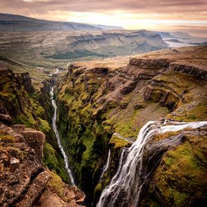 Preview wallpaper landscape, rocks, waterfall, gorge