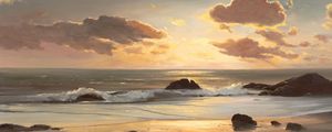 Preview wallpaper landscape, sea, coast, ocean, painting, art, beach