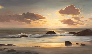 Preview wallpaper landscape, sea, coast, ocean, painting, art, beach