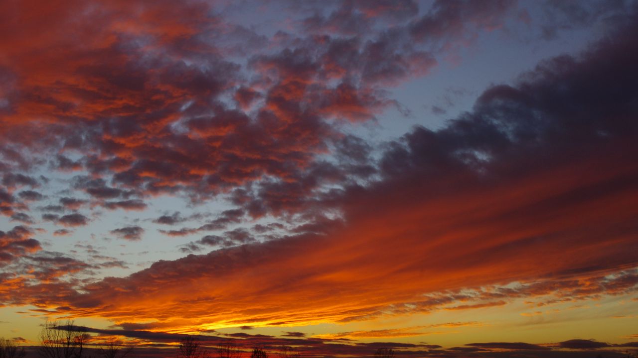Wallpaper landscape, sky, clouds, sunset