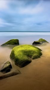 Preview wallpaper landscape, stones, moss, shore, sea, nature