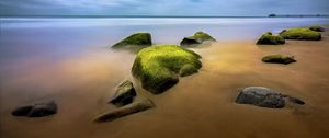 Preview wallpaper landscape, stones, moss, shore, sea, nature