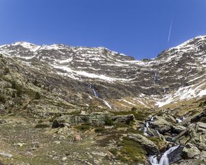 Preview wallpaper landscape, stones, stream, mountains, nature