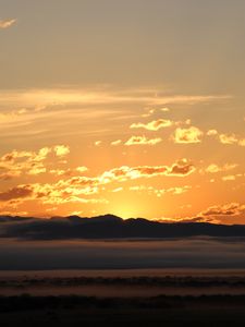 Preview wallpaper landscape, sunrise, hills, sky