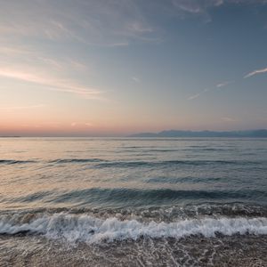 Preview wallpaper landscape, sunrise, sea, waves, shore