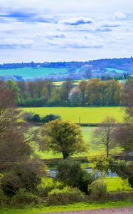 Preview wallpaper landscape, trees, meadow, river, nature