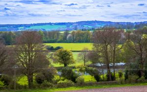 Preview wallpaper landscape, trees, meadow, river, nature