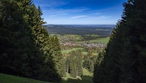 Preview wallpaper landscape, trees, meadows, houses
