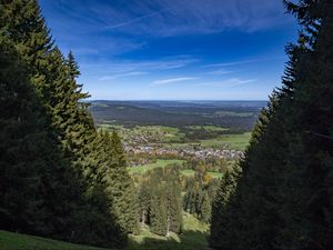 Preview wallpaper landscape, trees, meadows, houses