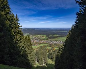 Preview wallpaper landscape, trees, meadows, houses