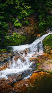 Preview wallpaper landscape, waterfall, cascade, stones, nature