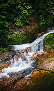 Preview wallpaper landscape, waterfall, cascade, stones, nature