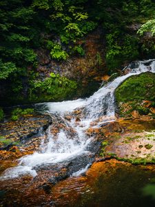 Preview wallpaper landscape, waterfall, cascade, stones, nature