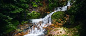 Preview wallpaper landscape, waterfall, cascade, stones, nature