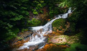 Preview wallpaper landscape, waterfall, cascade, stones, nature