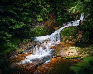 Preview wallpaper landscape, waterfall, cascade, stones, nature
