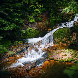 Preview wallpaper landscape, waterfall, cascade, stones, nature