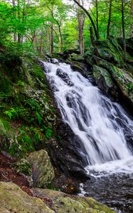 Preview wallpaper landscape, waterfall, water, stones, nature