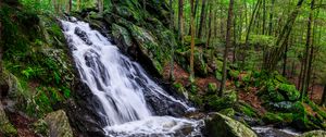 Preview wallpaper landscape, waterfall, water, stones, nature