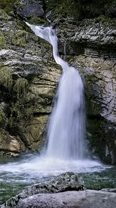 Preview wallpaper landscape, waterfall, water, rocks, nature