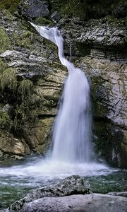 Preview wallpaper landscape, waterfall, water, rocks, nature